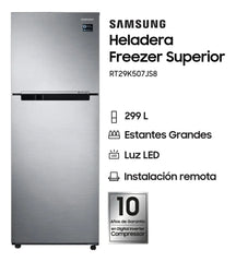 Heladera Samsung RT29K507JS8 Inverter 308 Litros Silver Cooling Plus con Freezer Superior