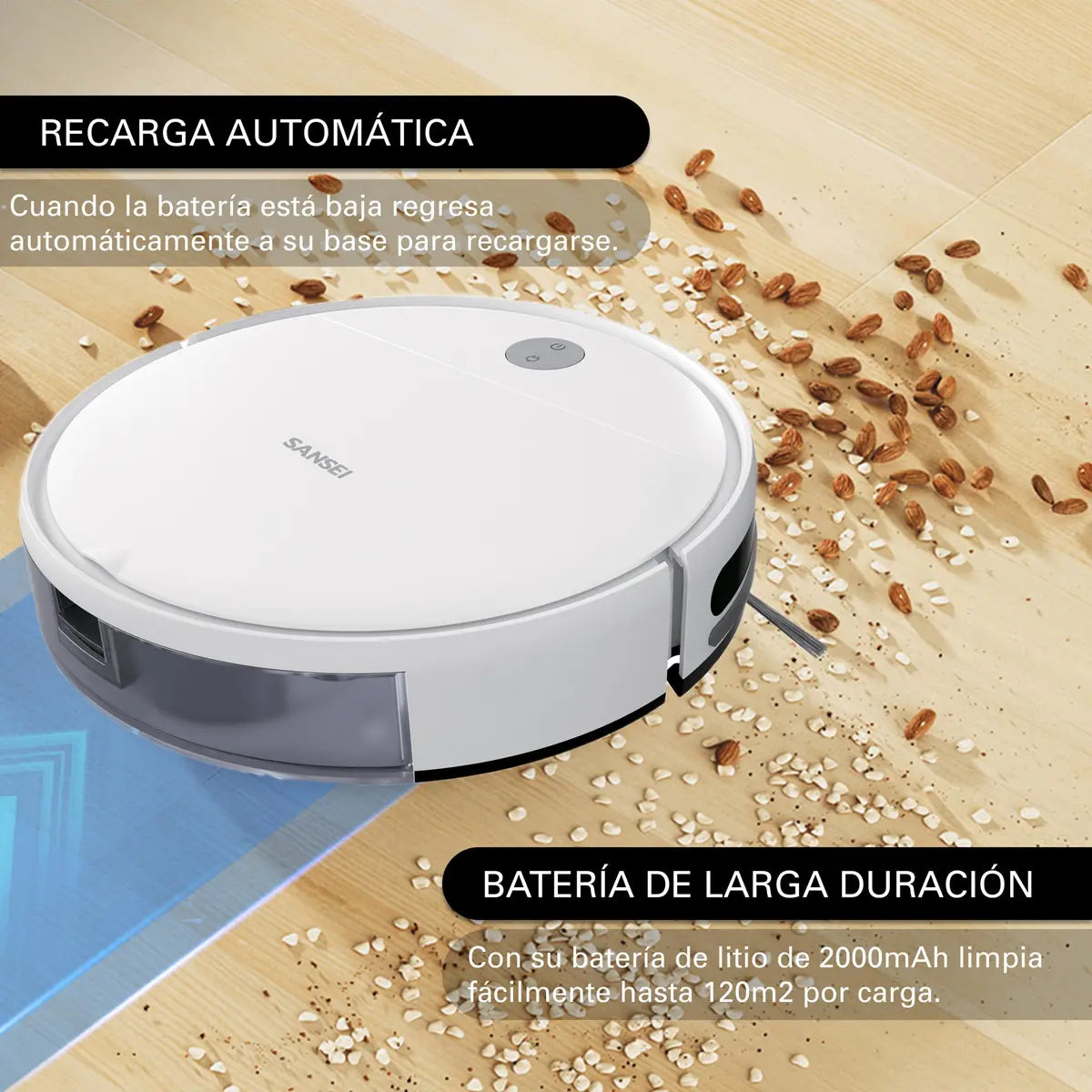 Aspiradora Robot Sansei Rvcs23pi 5 modos de limpieza Sensor Antichoque - Image 3