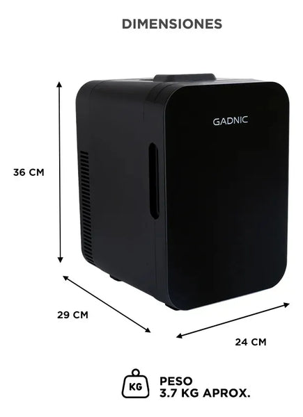 Imagem 6 de 7 de Mini Heladera Portátil Gadnic 10l Frío Calor Para Cosméticos Negro