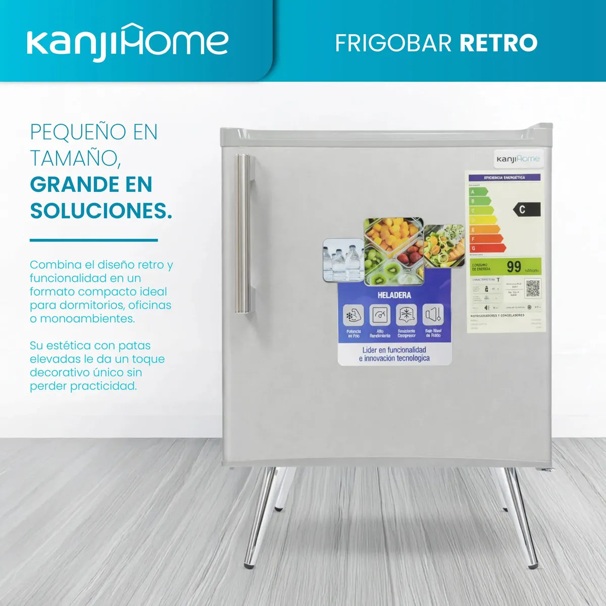 Heladera Frigobar Kanjihome 50 litros Retro Plata Kjh-50vin-s Kanji - Image 2