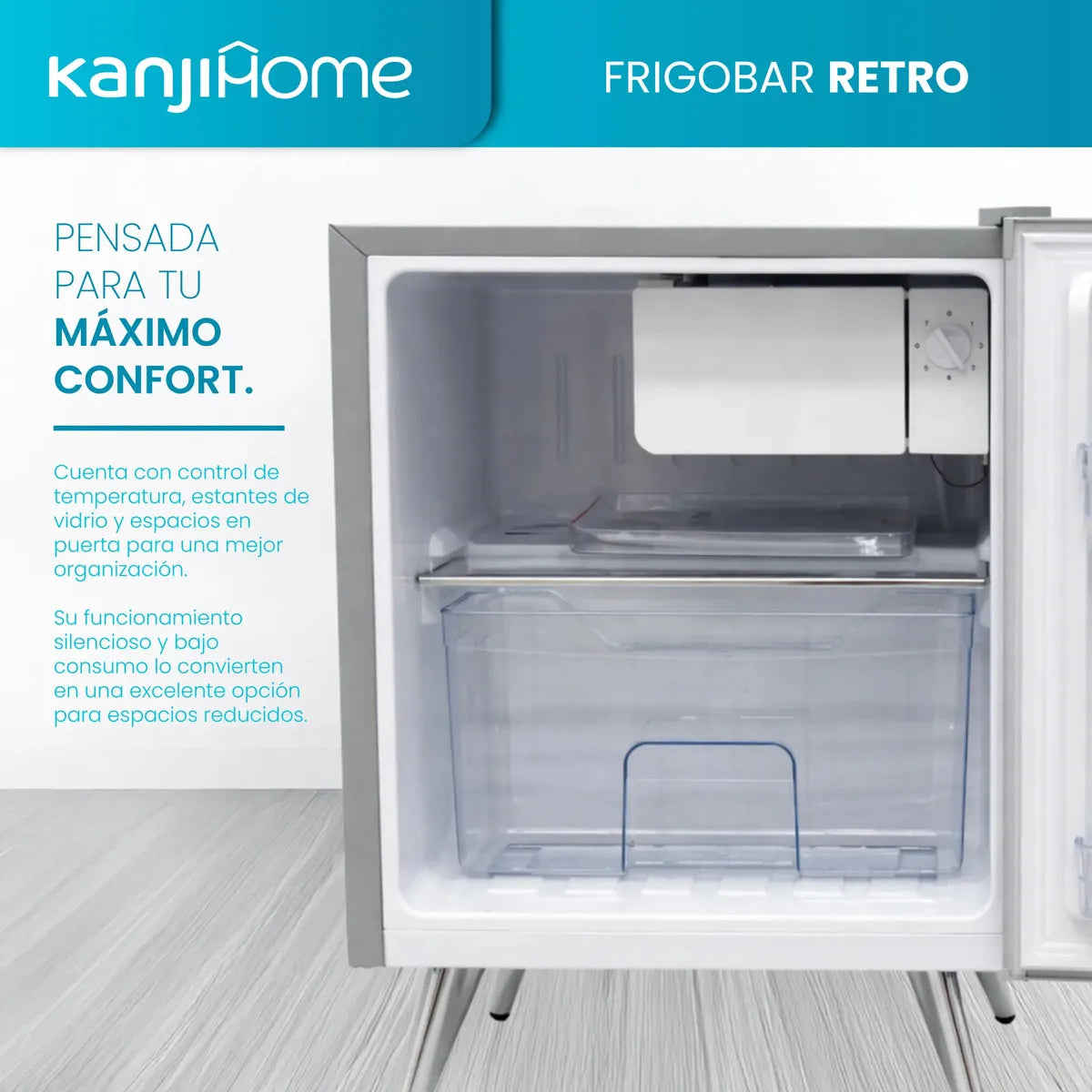 Heladera Frigobar Kanjihome 50 litros Retro Plata Kjh-50vin-s Kanji - Image 3