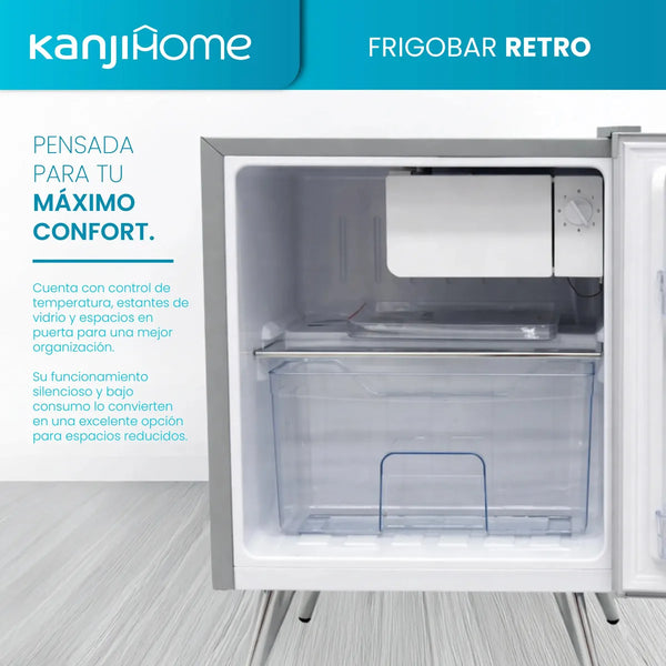 Imagem 3 de 9 de Heladera Frigobar Kanjihome 50 litros Retro Plata Kjh-50vin-s Kanji