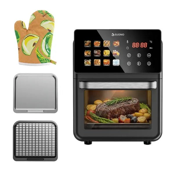 Imagem 2 de 8 de Freidora De Aire Suono Airfryer Neo Oven Descongela Fríe Asar Recalenta 12 L Comida Saludable Pantalla Xl Color Negro