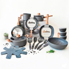 BATERIA DE COCINA HUDSON GRANITO 18 PZS ANTIADHERENTE