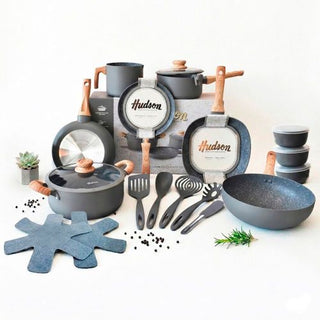 BATERIA DE COCINA HUDSON GRANITO 18 PZS ANTIADHERENTE