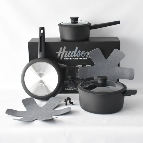 Imagem 1 de 5 de Bateria Cocina Cacerola Antiadherente 5 Pzs Hudson Daily Negro